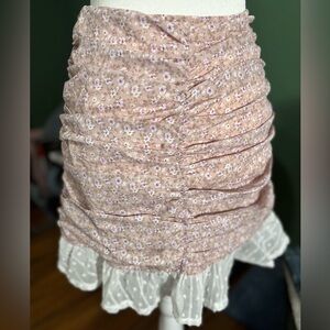 Floral Ruched Mini Skirt